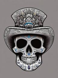 mariachi skull tattoo  simple vector color tattoo