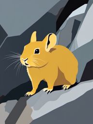 American Pika Clip Art - American pika in rocky terrain,  color vector clipart, minimal style