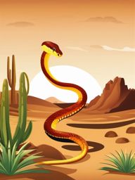 Snake Clipart, Slithering snakes in a desert landscape. 