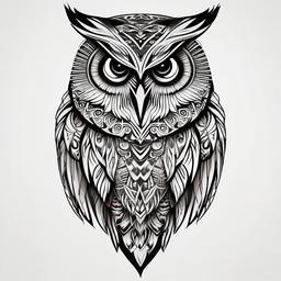 Owl Tattoo Tribal - Infuse tribal aesthetics with the mystique of an owl in a tribal owl tattoo.  simple color tattoo,vector style,white background