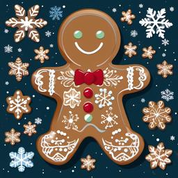 Gingerbread Man clipart - gingerbread man surrounded by snowflakes  