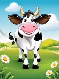 Cow clipart - cartoon cow with a big smile  