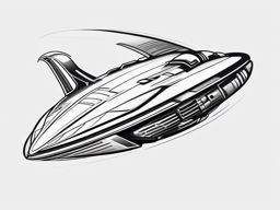 Spaceship Tattoo - A sleek spaceship tattoo embarking on a journey  few color tattoo design, simple line art, design clean white background