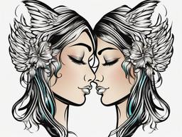 angel whispering in ear tattoo  simple vector color tattoo