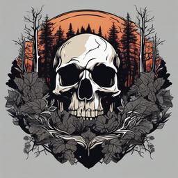 skull forest tattoo  simple vector color tattoo