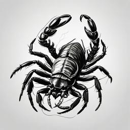 drawing of a scorpion in a close-up view  minimal rough sketch scribbles,doodles,black and white