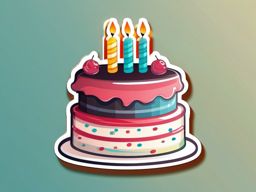 Birthday Cake Sticker - Birthday cake for celebrations, ,vector color sticker art,minimal