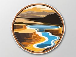 Yellowstone Mammoth Hot Springs sticker- Terraces of travertine formations in Yellowstone National Park, , sticker vector art, minimalist design