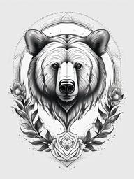 Bear Tattoo - Represents strength, protection, and courage  minimal tattoo design,white background