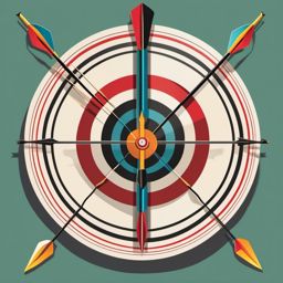 Archery Target and Arrows Clipart - An archery target with arrows hitting the bullseye.  color vector clipart, minimal style