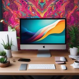 Productive and Inspirational Workspace for Your Computer with Desktop Scenery Backgrounds wallpaper splash art, vibrant colors, intricate patterns