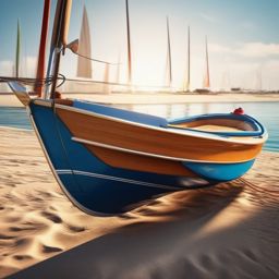 Beachside boating and sailing close shot perspective view, photo realistic background, hyper detail, high resolution