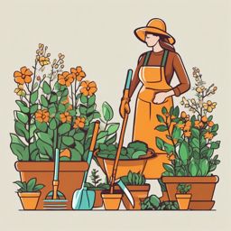 Gardening in Harmony clipart - Gardening as a harmonious activity, ,vector color clipart,minimal