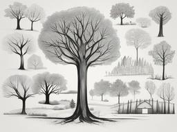 sketch of a family tree  minimal rough sketch scribbles,doodles,black and white