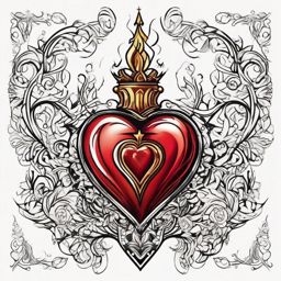 Sacred heart tattoo, Divine symbol of faith and devotion, where the sacred heart beats eternally. , tattoo color art, clean white background