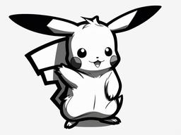 drawing of a cute Pikachu  minimal rough sketch scribbles,doodles,black and white