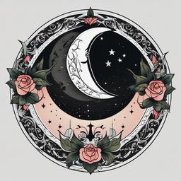 goth moon tattoo  simple vector color tattoo