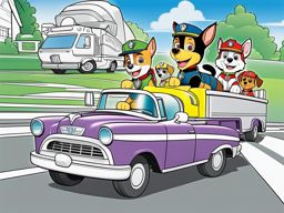 paw patrol coloring pages - the paw patrol team races to the rescue in their vehicles. 