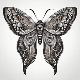 Atlas Moth Tattoo - Showcase the beauty of the Atlas moth with a tattoo featuring its impressive wingspan and intricate patterns.  simple vector color tattoo, minimal, white background