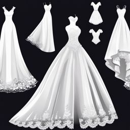 Wedding Dress clipart - Beautiful wedding dress with lace, ,vector color clipart,minimal