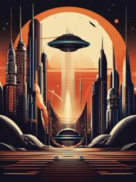 Retro Sci-Fi Dreams - Create a t-shirt inspired by the futuristic visions of retro science fiction. , vector art, splash art, retro t shirt design