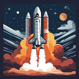 Space Shuttle Launch into Space clipart - Space shuttle launch into space, ,vector color clipart,minimal