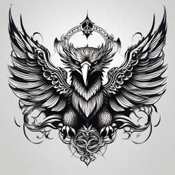 Eagle Dragon Tattoo - Majestic tattoo featuring a combination of an eagle and a dragon.  simple color tattoo,minimalist,white background