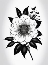 Black Flower Tattoo - Tattoo featuring a flower design in black.  simple color tattoo,minimalist,white background