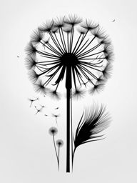 Dandelion meaning tattoo, Tattoos inspired by the symbolism of dandelions.  vivid colors, white background, tattoo design