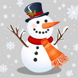 snowman clipart - a jolly and snow-covered snowman with a carrot nose. 