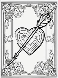 Heart with Arrow Coloring Pages - Classic Cupid’s Arrow Through Heart  minimal black outline printable sheet, coloring page