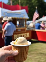 butter brickle ice cream enjoyed at a county fair with games and prizes. 