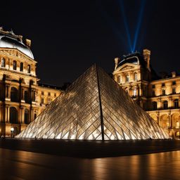 louvre pyramid - illuminate the modern elegance of the louvre pyramid in paris, contrasting with the historic museum. 