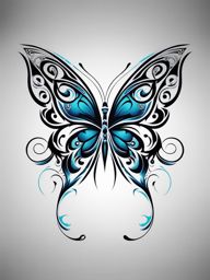 Tribal butterfly, A fusion of tribal tattoo design and the delicate beauty of a butterfly.  viviid colors, white background, tattoo design