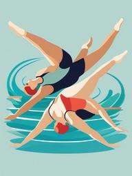 Swimmer clipart - synchronized swimmers performing a routine  color,minimalist,vector clipart