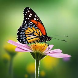 Buttefly clipart - butterfly on a flower with dew  