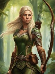 elven ranger tracking through the forest - paint an elven ranger tracking through a lush forest, at one with nature and skilled with a bow. 