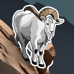 Mountain Goat on Rocky Cliff Emoji Sticker - Surefooted explorer in alpine heights, , sticker vector art, minimalist design