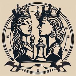 Chess Piece King and Queen Tattoo - Combine regal symbols with chess piece elegance.  minimalist color tattoo, vector