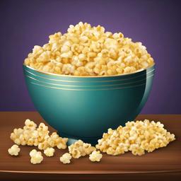 Popcorn clipart - bowl of buttery popcorn on a table  