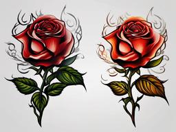 fire and rose tattoo  simple color tattoo,white background