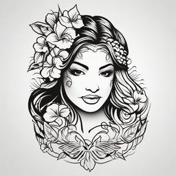 Meaningful Hawaiian Tattoos for Females Small - Discover small and meaningful tattoo ideas inspired by Hawaiian culture, perfect for females.  simple vector color tattoo,minmal,white background