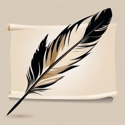 Feather Quill Clipart - A feather quill poised above an empty parchment, a tool for the poet's lyrical dreams.  color clipart, minimalist, vector art, 