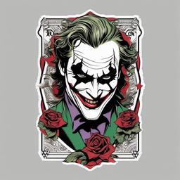 Joker Tattoo Card-Tattoo featuring the Joker card, capturing a sense of playfulness and mischief in the design.  simple color tattoo,white background