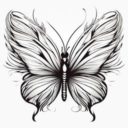 Butterfly Feather Tattoo - Fusion of a butterfly and feather design.  simple vector tattoo,minimalist,white background