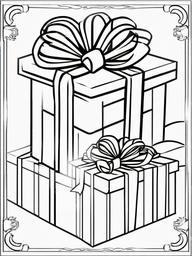 Birthday Gifts with Ribbons Coloring Pages - Presents Wrapped with Pretty Ribbons  minimal black outline printable sheet, coloring page