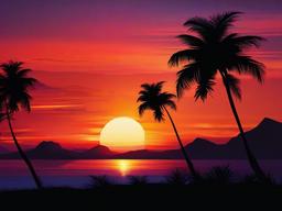 Sunset Wallpaper - Silhouetted palm trees against a fiery sunset.  sunset background