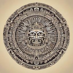 Aztec Sun God Tattoo-Intricate and symbolic tattoo featuring the Aztec sun god, capturing themes of light, warmth, and divine power.  simple color vector tattoo