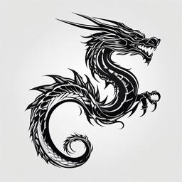 Iron Dragon Tattoo - Tattoo featuring a dragon with iron-like characteristics.  simple color tattoo,minimalist,white background