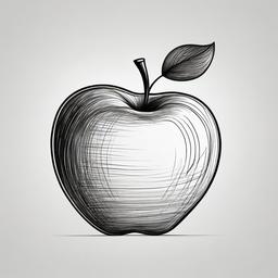 drawing of a cartoon apple  minimal rough sketch scribbles,doodles,black and white